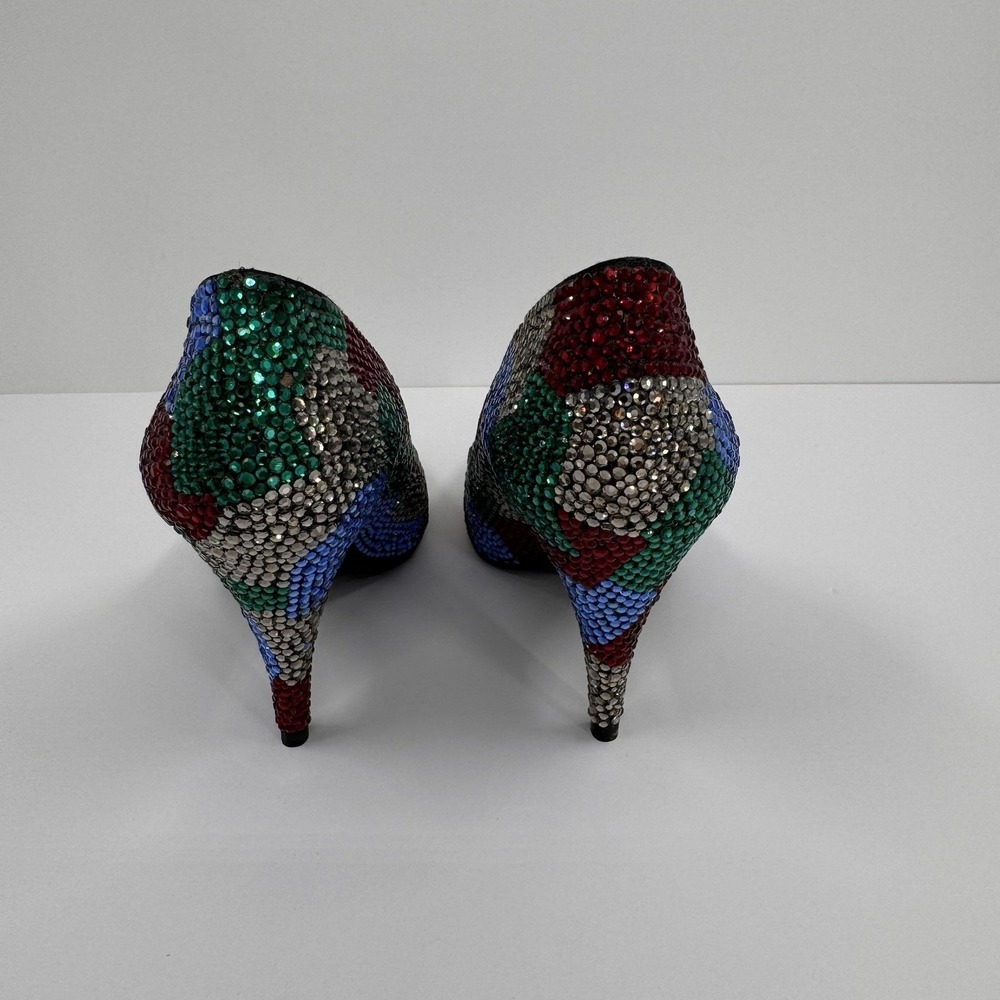 Stuart Weitzman Martinique Women's 7.5 Rhinestone Pump Multi Color Heels Leather - Picture 2 of 16